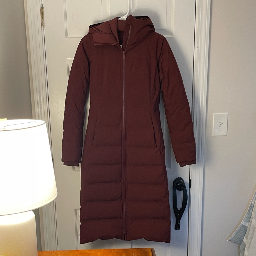 Lululemon Slush Hour Waterproof 600-Down-Fill Long Jacket - Burgundy